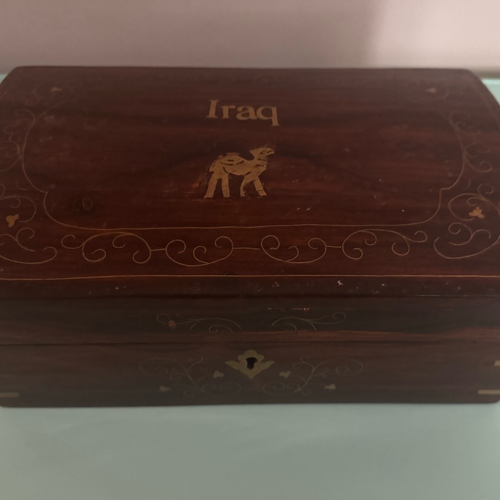 Vintage‎ Wooden Jewelry Box with Lock & Keys Handcrafted Middle Eastern, Decor